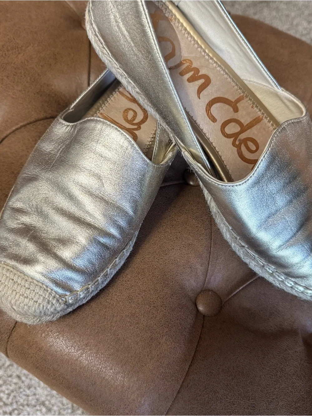 Sam Edelman Metallic Gold Espadrille Slip-Ons